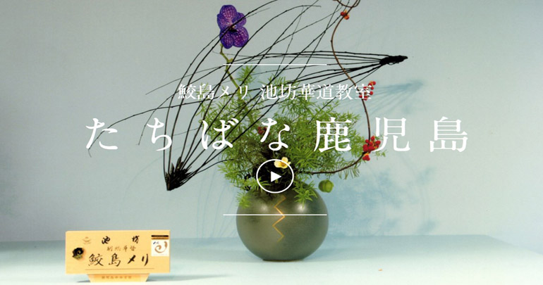 テーブルの上の花瓶に日本の花。