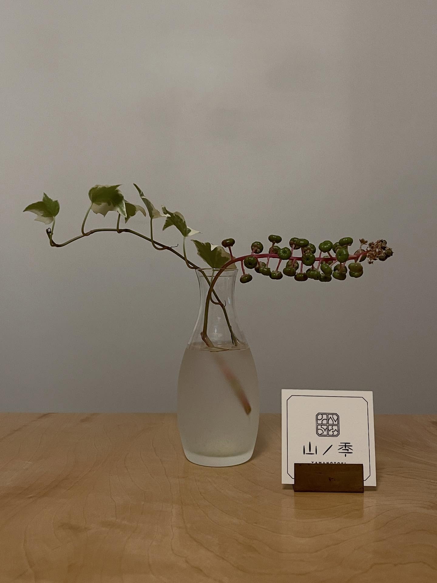 今日も美味しいパスタを堪能いたしました。#山ノ季 #へデラ#ヨウシュヤマゴボウ#生け花 - from Instagram